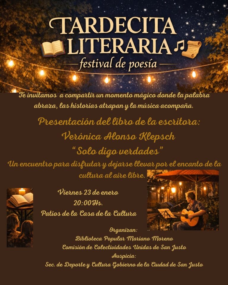 VERONICA ALONSO PRESENTA SU LIBRO EN “TARDECITAS LITERARIAS”, SAN JUSTO